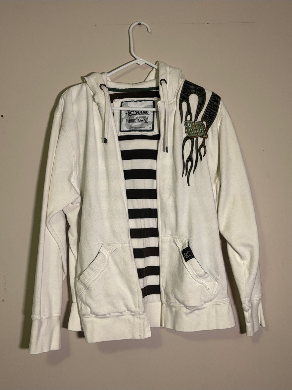 Chase Authentics White Hoodie with Black Stripe Lining